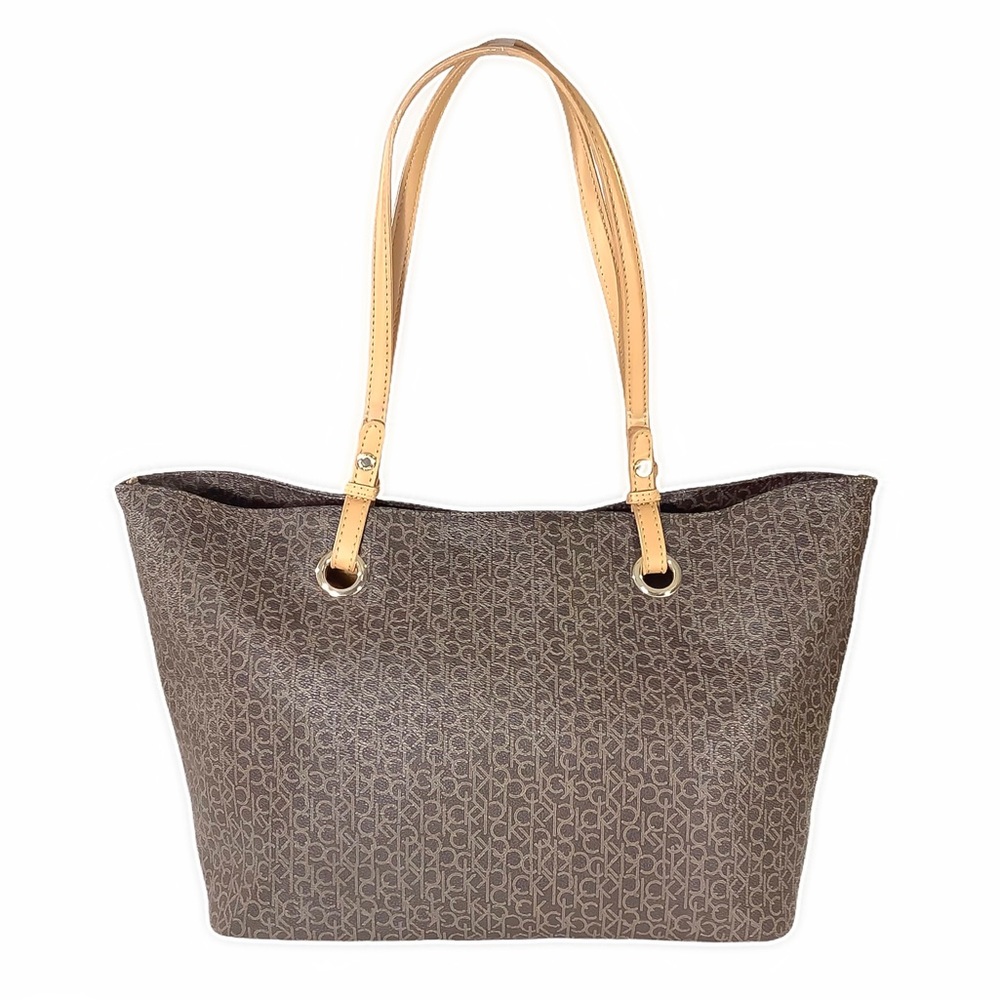 CALVIN KLEIN Brown Monogram Leather Purse - Picture 4 of 6